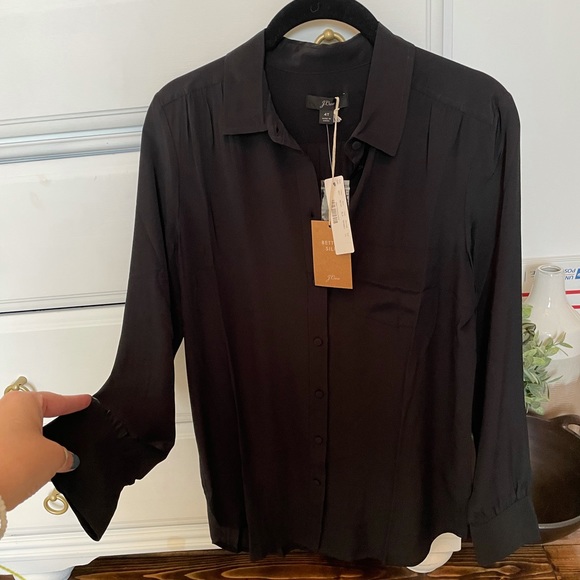 Black silk boyfriend shirt from Jcrew 4T